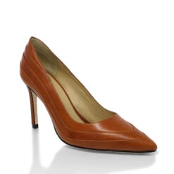 ROUS 75 - Tan Regina Romero Zapato Zapatilla Tacon Alto Para Dama En Piel -Reginaromero Regina Romero zapatilla pump Rous cafe piel 3