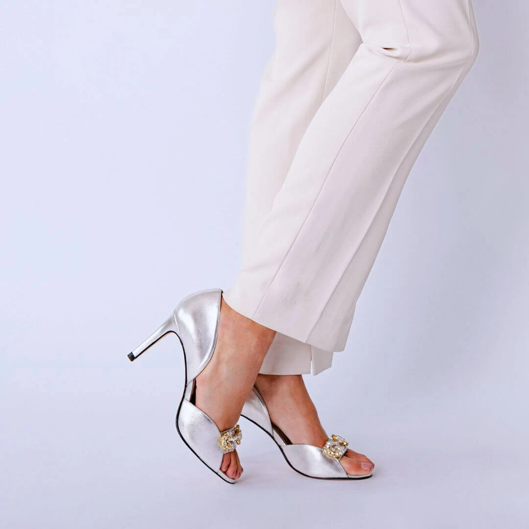 BELLINI 85 - Plata Regina Romero Zapato Sandalia Zapatilla Tacon Alto Para Dama En Piel 7 BELLINI 85 - Plata Regina Romero Zapato Sandalia Zapatilla Tacon Alto Para Dama En Piel - Imagen 5