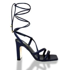 JULIETTE 100 - Azul Ahumado Regina Romero Zapato Sandalia Zapatilla Tacon Alto Para Dama En Piel