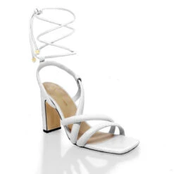 MIA 100 - Blanco Regina Romero Zapato Sandalia Zapatilla Tacon Alto Para Dama En Piel -Reginaromero Regina Romero zapatilla sandalia Mia blanco piel 3