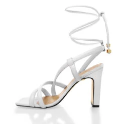 MIA 100 - Blanco Regina Romero Zapato Sandalia Zapatilla Tacon Alto Para Dama En Piel -Reginaromero Regina Romero zapatilla sandalia Mia blanco piel 4