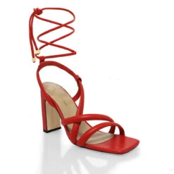 MIA 100 - Coral Regina Romero Zapato Sandalia Zapatilla Tacon Alto Para Dama En Piel -Reginaromero Regina Romero zapatilla sandalia Mia naranja piel 3