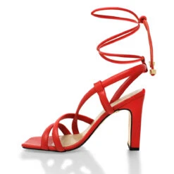 MIA 100 - Coral Regina Romero Zapato Sandalia Zapatilla Tacon Alto Para Dama En Piel -Reginaromero Regina Romero zapatilla sandalia Mia naranja piel 4