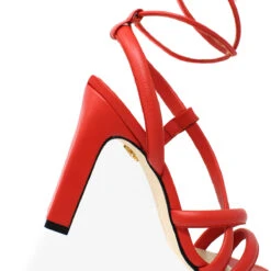 MIA 100 - Coral Regina Romero Zapato Sandalia Zapatilla Tacon Alto Para Dama En Piel -Reginaromero Regina Romero zapatilla sandalia Mia naranja piel 5