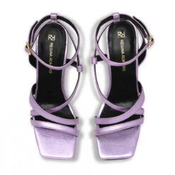 PIA 100 - Rosa Metalico Regina Romero Zapato Sandalia Zapatilla Tacon Alto Para Dama En Piel -Reginaromero Regina Romero zapatilla sandalia Pia rosa metalico piel 2