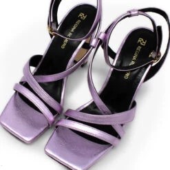 PIA 100 - Rosa Metalico Regina Romero Zapato Sandalia Zapatilla Tacon Alto Para Dama En Piel -Reginaromero Regina Romero zapatilla sandalia Pia rosa metalico piel 7
