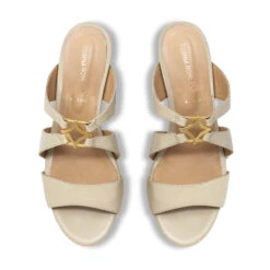 VINCI 50 - Beige Regina Romero Zapato Sandalia Zapatilla Tacon Bajo Para Dama En Piel -Reginaromero Regina Romero zapatilla sandalia Vinci beige piel 2