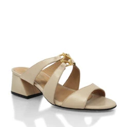 VINCI 50 - Beige Regina Romero Zapato Sandalia Zapatilla Tacon Bajo Para Dama En Piel -Reginaromero Regina Romero zapatilla sandalia Vinci beige piel 3