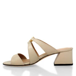 VINCI 50 - Beige Regina Romero Zapato Sandalia Zapatilla Tacon Bajo Para Dama En Piel -Reginaromero Regina Romero zapatilla sandalia Vinci beige piel 4