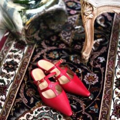 SILVIA 30 - Rojo Regina Romero Zapato Zapatilla Tacon Bajo Para Dama En Piel -Reginaromero Regina Romero zapatilla sandalia kitten Silvia rojo piel 11