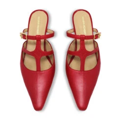 SILVIA 30 - Rojo Regina Romero Zapato Zapatilla Tacon Bajo Para Dama En Piel -Reginaromero Regina Romero zapatilla sandalia kitten Silvia rojo piel 2