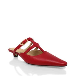 SILVIA 30 - Rojo Regina Romero Zapato Zapatilla Tacon Bajo Para Dama En Piel -Reginaromero Regina Romero zapatilla sandalia kitten Silvia rojo piel 3