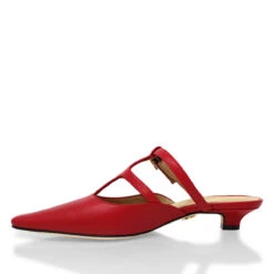 SILVIA 30 - Rojo Regina Romero Zapato Zapatilla Tacon Bajo Para Dama En Piel -Reginaromero Regina Romero zapatilla sandalia kitten Silvia rojo piel 4