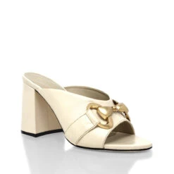 BASS 75 - Latte Regina Romero Zapato Sandalia Zapatilla Tacon Alto Para Dama En Piel -Reginaromero Regina Romero zapatilla sandalia mule Bass blanco piel 3