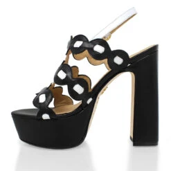 AGNI 135 - Negro Y Blanco Regina Romero Zapato Sandalia Plataforma Tacon Alto Para Dama En Piel -Reginaromero Regina Romero zapatilla sandalia plataforma Agni negro piel 4