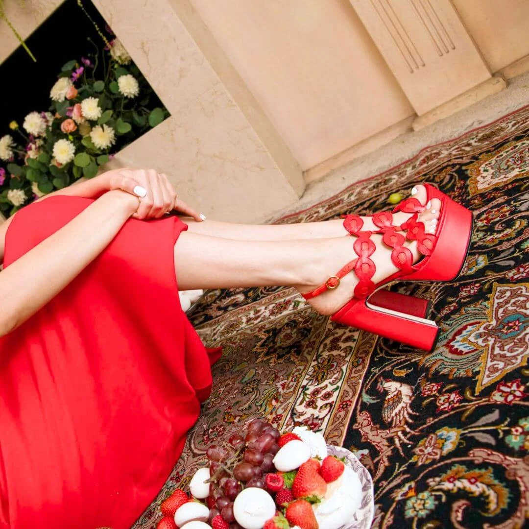 AGNI 135 - Rojo Y Naranja Regina Romero Zapato Sandalia Plataforma Tacon Alto Para Dama En Piel 6 AGNI 135 - Rojo Y Naranja Regina Romero Zapato Sandalia Plataforma Tacon Alto Para Dama En Piel - Imagen 4