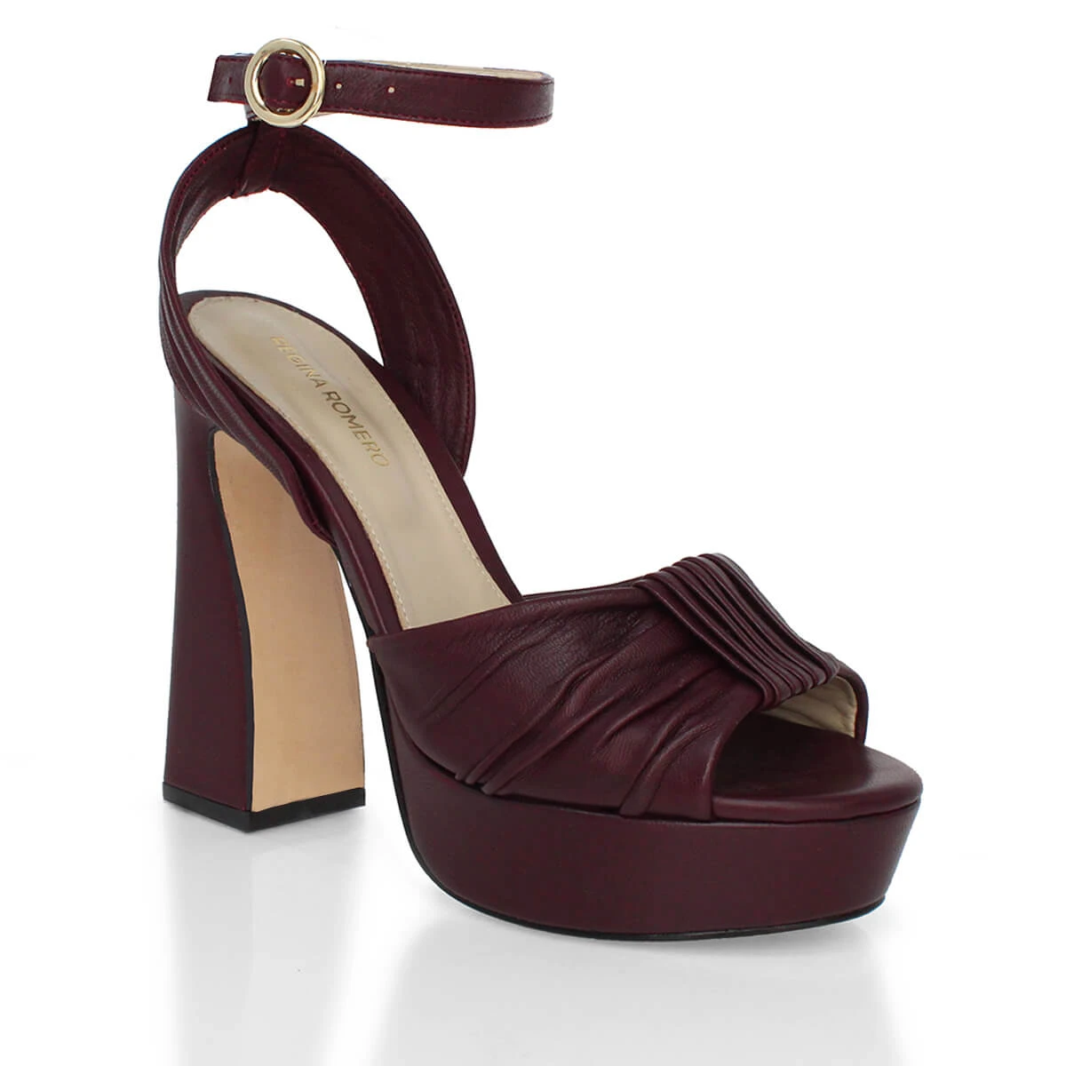 BERNADETTE 125 - Vino Regina Romero Zapato Sandalia Plataforma Tacon Alto Para Dama En Piel 7 BERNADETTE 125 - Vino Regina Romero Zapato Sandalia Plataforma Tacon Alto Para Dama En Piel - Imagen 5