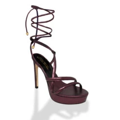 BRIGGITE 125 - Burgundy Regina Romero Zapato Sandalia Plataforma Tacon Alto Para Dama En Piel -Reginaromero Regina Romero zapatilla sandalia plataforma Brigitte vino piel 2