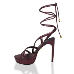 BRIGGITE 125 - Burgundy Regina Romero Zapato Sandalia Plataforma Tacon Alto Para Dama En Piel -Reginaromero Regina Romero zapatilla sandalia plataforma Brigitte vino piel 3