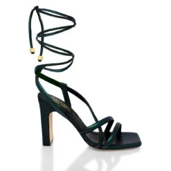 JULIETTE 100 - Verde Ahumado Regina Romero Zapato Sandalia Zapatilla Tacon Alto Para Dama En Piel