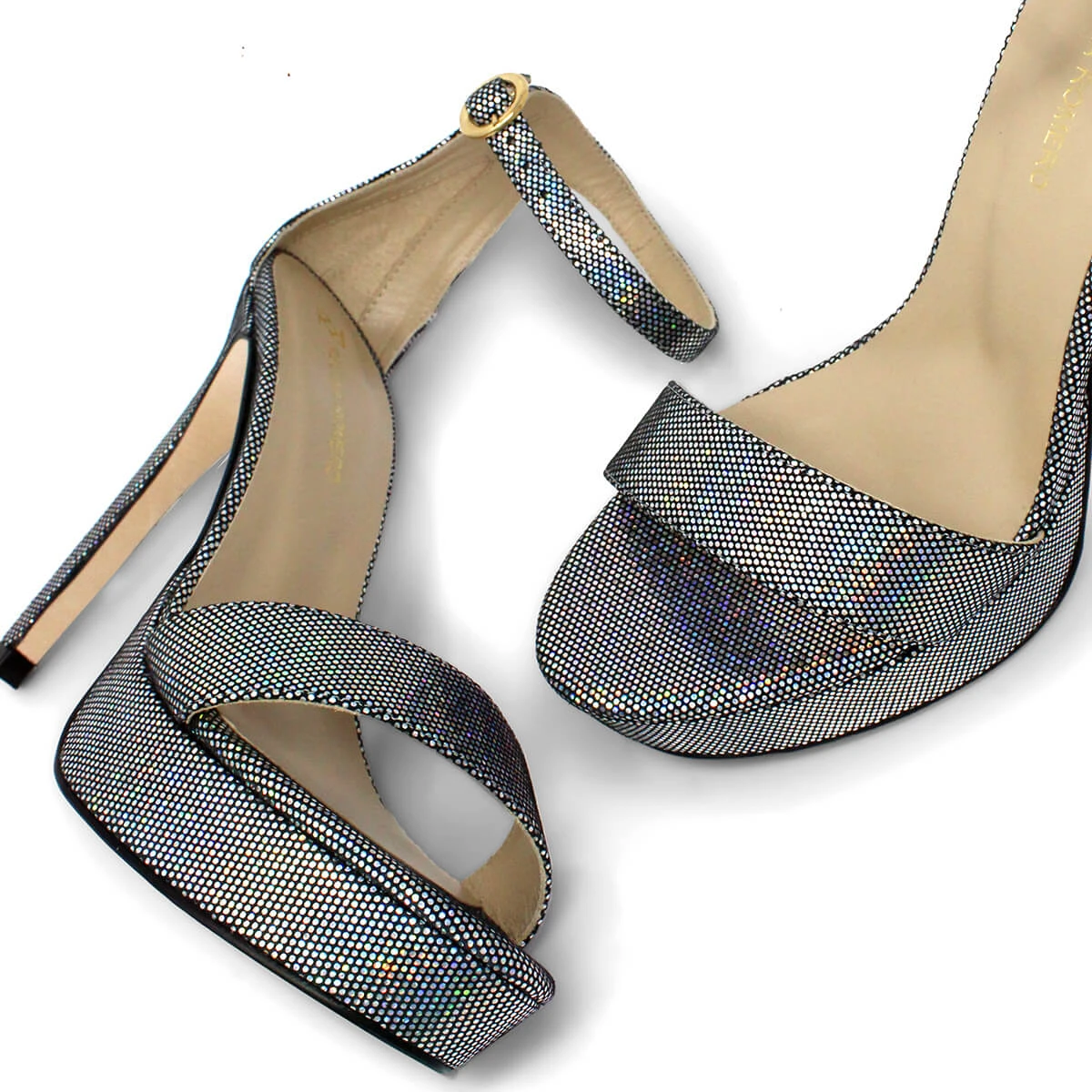 LAURA 125 - Glitter Plata Regina Romero Zapato Sandalia Plataforma Tacon Alto Para Dama En Piel 13 LAURA 125 - Glitter Plata Regina Romero Zapato Sandalia Plataforma Tacon Alto Para Dama En Piel - Imagen 11
