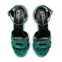 LORRAINE 125 - Verde Jade Regina Romero Zapato Sandalia Zapatilla Tacon Alto Para Dama En Piel -Reginaromero Regina Romero zapatilla sandalia plataforma Lorraine jade piel 2