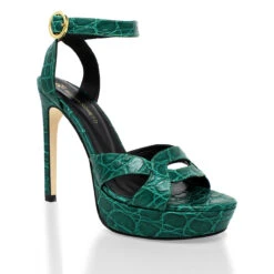 LORRAINE 125 - Verde Jade Regina Romero Zapato Sandalia Zapatilla Tacon Alto Para Dama En Piel -Reginaromero Regina Romero zapatilla sandalia plataforma Lorraine jade piel 3