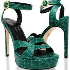 LORRAINE 125 - Verde Jade Regina Romero Zapato Sandalia Zapatilla Tacon Alto Para Dama En Piel -Reginaromero Regina Romero zapatilla sandalia plataforma Lorraine jade piel 7