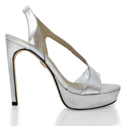 RENE 125 - Plata Regina Romero Zapato Sandalia Plataforma Tacon Alto Para Dama En Piel