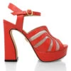 ROBIN 125 - Coral Regina Romero Zapato Sandalia Plataforma Tacon Alto Para Dama En Piel -Reginaromero Regina Romero zapatilla sandalia plataforma Robin rojo geranio piel 1