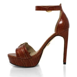 TROPEZ 135 - Cafe Regina Romero Zapato Sandalia Plataforma Tacon Alto Para Dama En Piel -Reginaromero Regina Romero zapatilla sandalia plataforma Tropez cafe piel 04