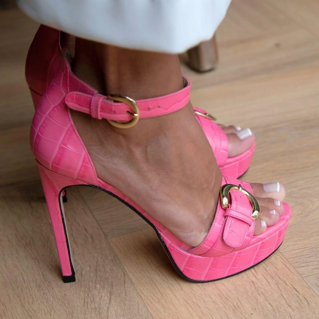 TROPEZ 135 - Rosa Regina Romero Zapato Sandalia Plataforma Tacon Alto Para Dama En Piel 4 TROPEZ 135 - Rosa Regina Romero Zapato Sandalia Plataforma Tacon Alto Para Dama En Piel - Imagen 2