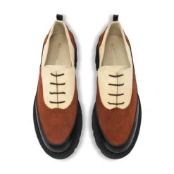 REESE 45 - Beige Regina Romero Zapato Tenis Urbano Sport Para Dama En Piel -Reginaromero Regina Romero zapato bostoniano Reese beige tan piel 2