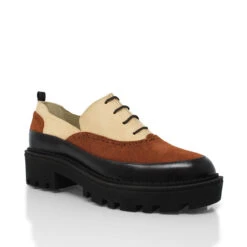 REESE 45 - Beige Regina Romero Zapato Tenis Urbano Sport Para Dama En Piel -Reginaromero Regina Romero zapato bostoniano Reese beige tan piel 3