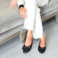 LULU - Negro Regina Romero Zapato Flat Balerina De Piso Para Dama En Piel -Reginaromero Regina Romero zapato flat Lulu negro piel 6