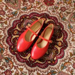 CLAIRE - Rojo Regina Romero Zapato Flat Balerina De Piso Para Dama En Piel -Reginaromero Regina Romero zapato flat ballerina Claire rojo piel ante 07