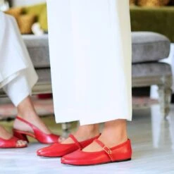 CLAIRE - Rojo Regina Romero Zapato Flat Balerina De Piso Para Dama En Piel -Reginaromero Regina Romero zapato flat ballerina Claire rojo piel ante 08