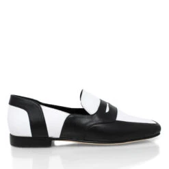 CLARK - Blanco Y Negro Regina Romero Zapato Mocasin De Piso Para Dama En Piel