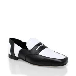 CLARK - Blanco Y Negro Regina Romero Zapato Mocasin De Piso Para Dama En Piel -Reginaromero Regina Romero zapato mocasin Clark blanco negro piel 3