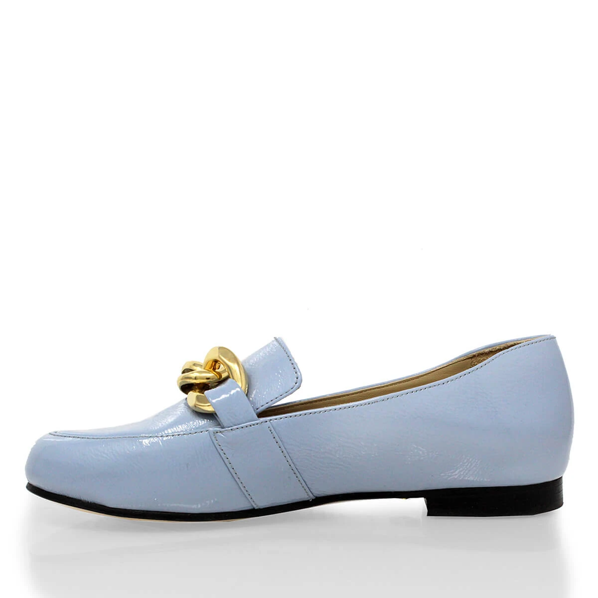 ALINE - Charol Azul Regina Romero Zapato Mocasin De Piso Para Dama En Piel - Imagen 5