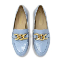 ALINE - Charol Azul Regina Romero Zapato Mocasin De Piso Para Dama En Piel -Reginaromero Regina Romero zapato mocasin de piso Aline azul claro charol piel 6