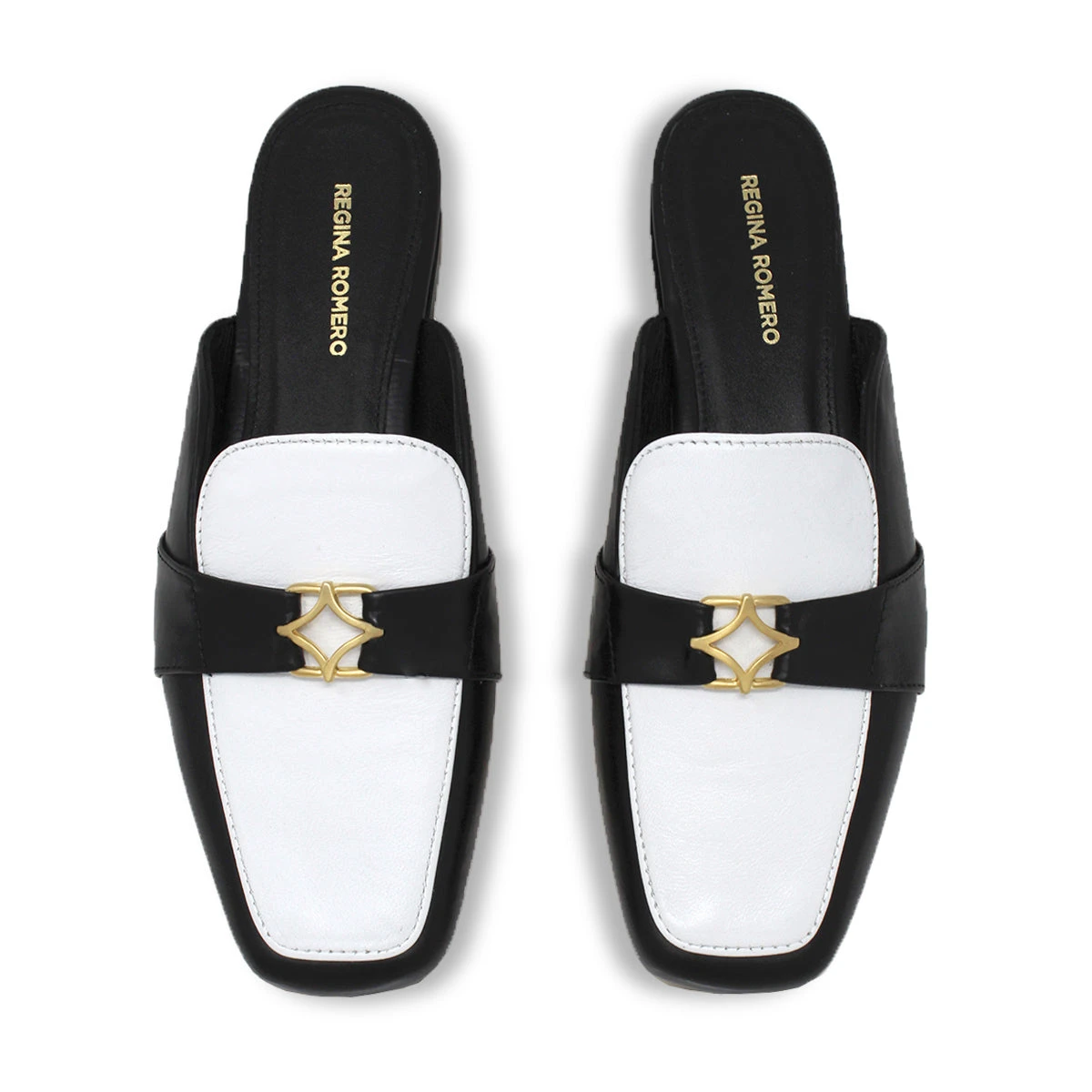 SAMMY - Negro Y Blanco Regina Romero Zapato Flat Mule De Piso Para Dama En Piel 9 SAMMY - Negro Y Blanco Regina Romero Zapato Flat Mule De Piso Para Dama En Piel - Imagen 7