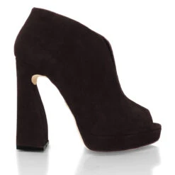 ZAIS 125 - Ante Cafe Regina Romero Zapato Sandalia Plataforma Tacon Alto Para Dama En Piel