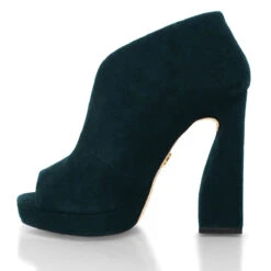 ZAIS 125 - Ante Azul Verde Regina Romero Zapato Sandalia Plataforma Tacon Alto Para Dama En Piel -Reginaromero Regina Romero zapato plataforma Zais ante petroleo piel 4