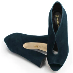 ZAIS 125 - Ante Azul Verde Regina Romero Zapato Sandalia Plataforma Tacon Alto Para Dama En Piel -Reginaromero Regina Romero zapato plataforma Zais ante petroleo piel 7