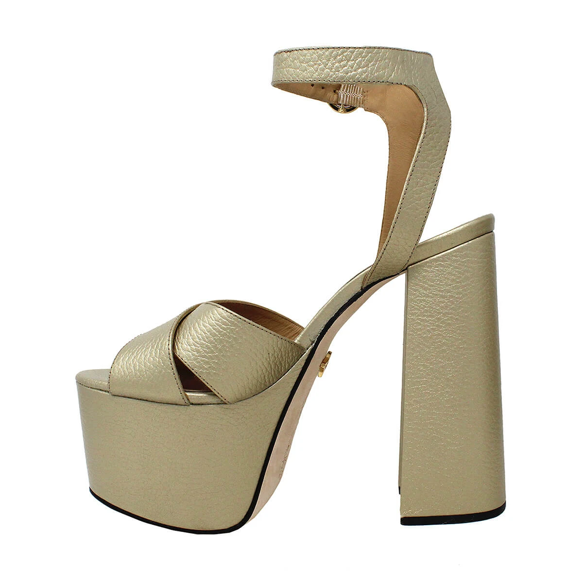 AURA 150 - Oro Regina Romero Zapato Sandalia Plataforma Tacon Alto Para Dama En Piel - Imagen 5