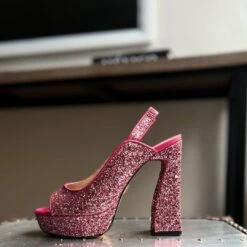 CHERYL 125 - Glitter Rosa Regina Romero Zapato Sandalia Plataforma Tacon Alto Para Dama En Piel -Reginaromero Regina Romero zapato sandalia plataforma tacon alto Cheryl 125 rosa glitter 10