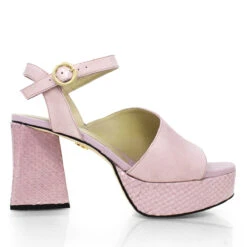 KIANA 95 - Charol Rosa Claro Regina Romero Zapato Sandalia Plataforma Tacon Alto Para Dama En Piel