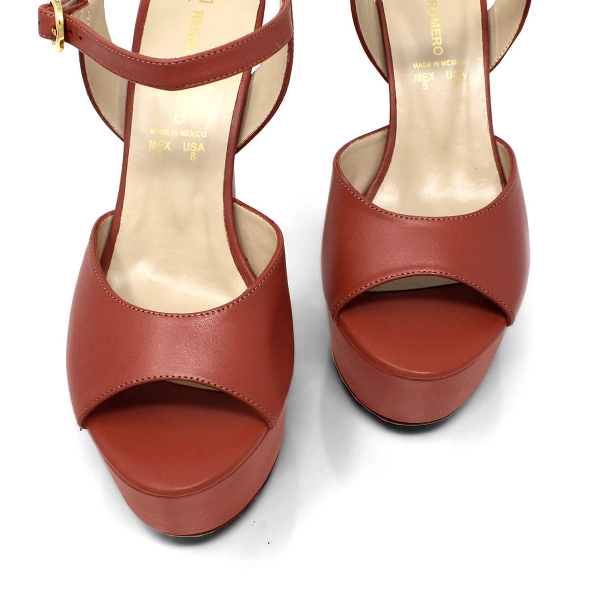 SABRINA 135 - Terracota Regina Romero Zapato Sandalia Plataforma Tacon Alto Para Dama En Piel - Imagen 11