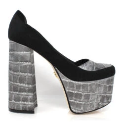 ROSE 150 - Plata Regina Romero Zapato Plataforma Tacon Alto Para Dama En Piel